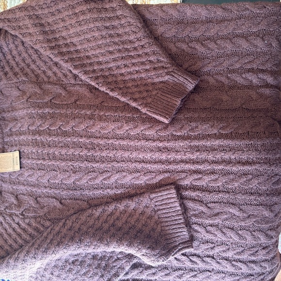NATURAL LIFE Chocolate Cable Knit Long Sweater Large nwt pit 24” length 33” - Picture 6 of 6